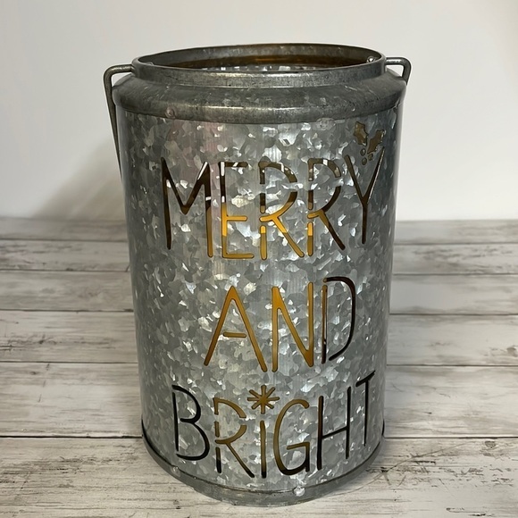Christmas LED candle galvanized decoration “Merry and Bright” - Picture 2 of 7